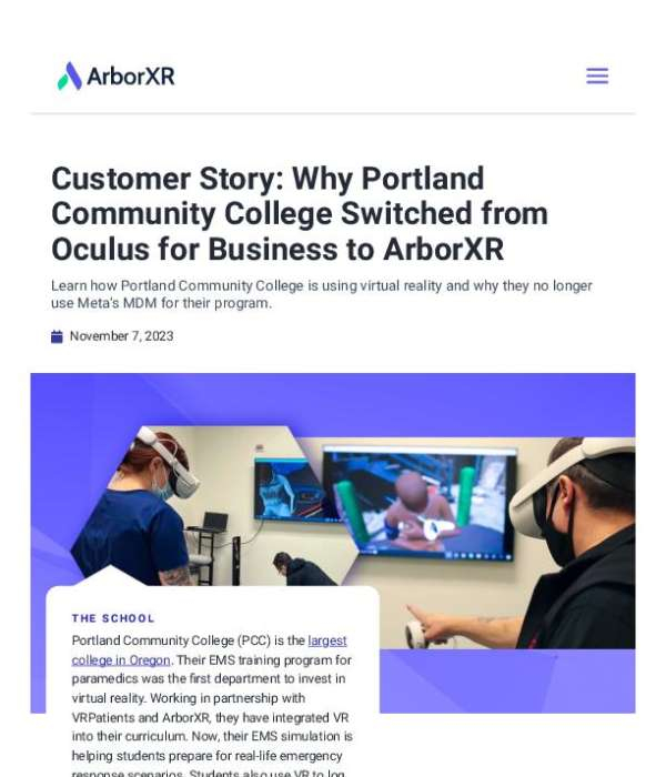 CS Why Portland Community College Switched from Oculus to ArborXR ArborXR thumb