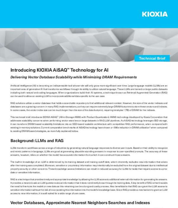 KIOXIA AiSAQ Intro Tech Brief thumb