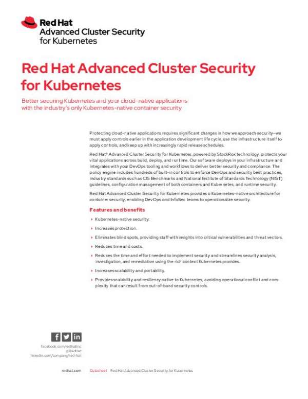 Red Hat Advanced Cluster Security for Kubernetes thumb