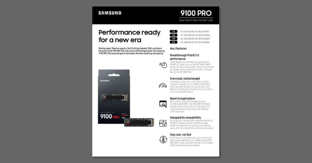 Samsung SSD Datasheet NVMe 9100 PRO fb thumb