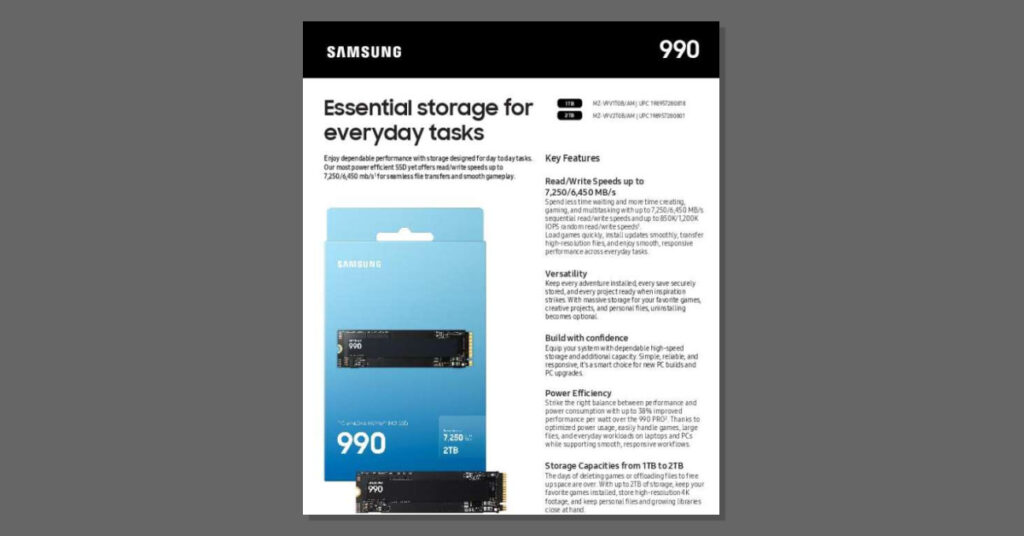 Samsung SSD Datasheet NVMe 990 fb thumb