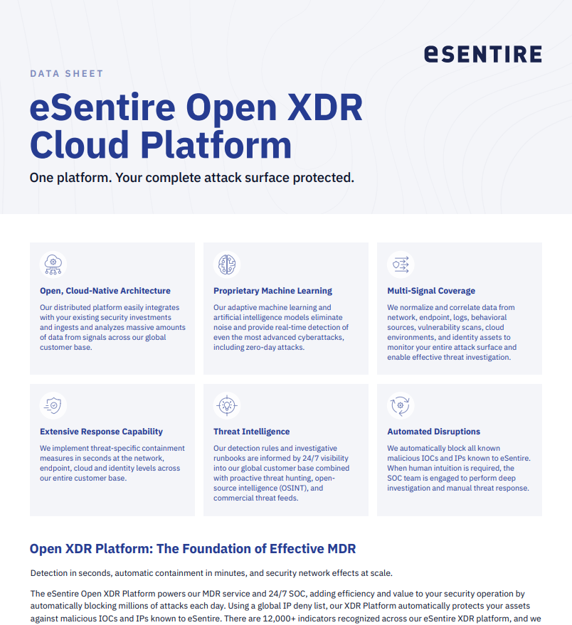 eSentire Open XDR Cloud Platform 2 Screenshot 2025 07 02 3.05.58 PM1