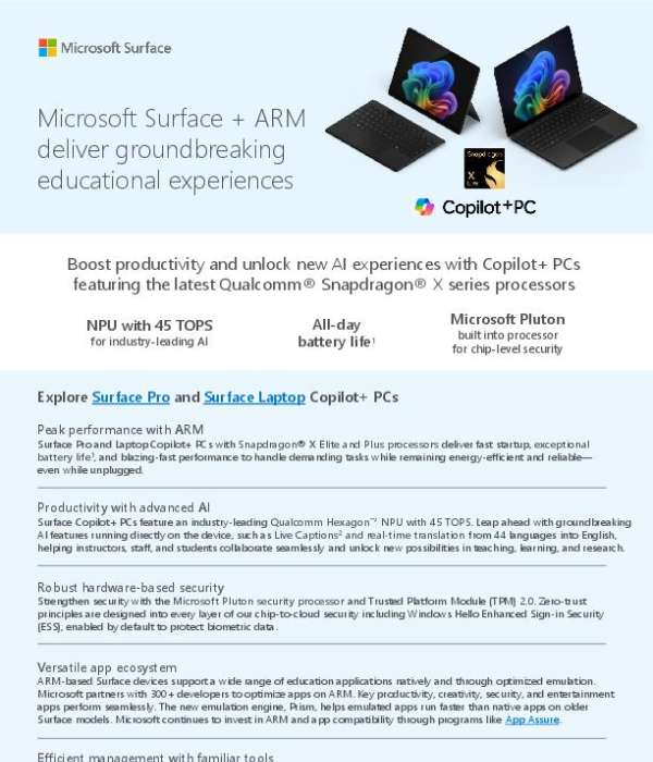 Surface and ARM in Education Flyer thumb