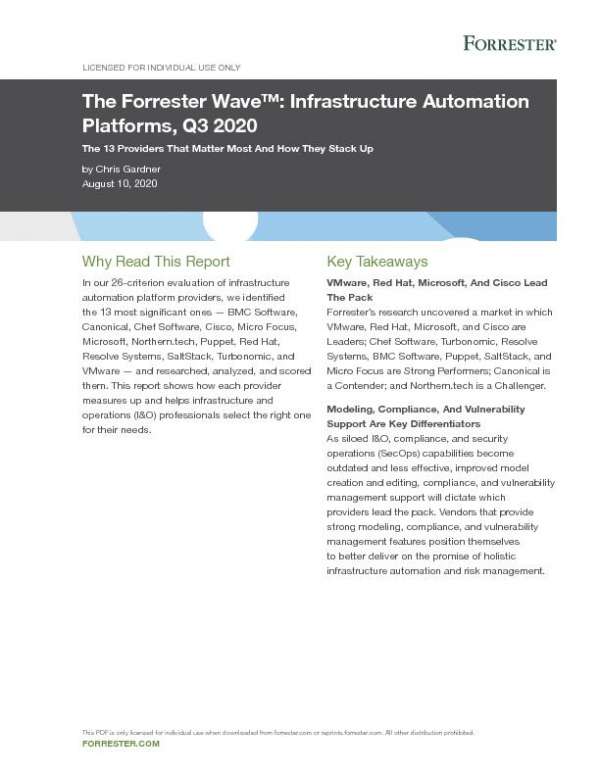 The Forrester Wave Infrastructure Automation Platforms Q3 2020 thumb