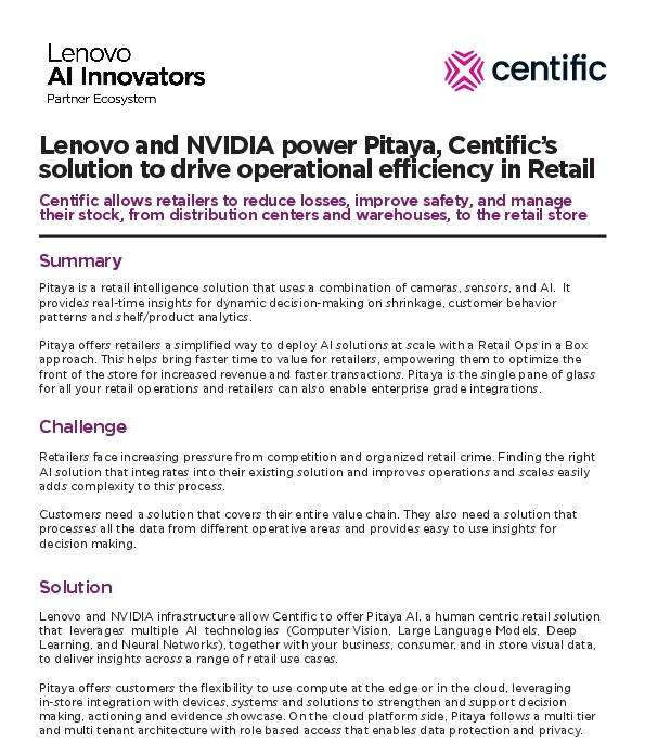 ww solution brief centific pitaya retail intelligence platform lenovo nvidia ai innovatorspdf thumb